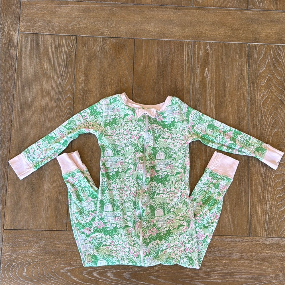 Green and Pink Floral Baby Onesie